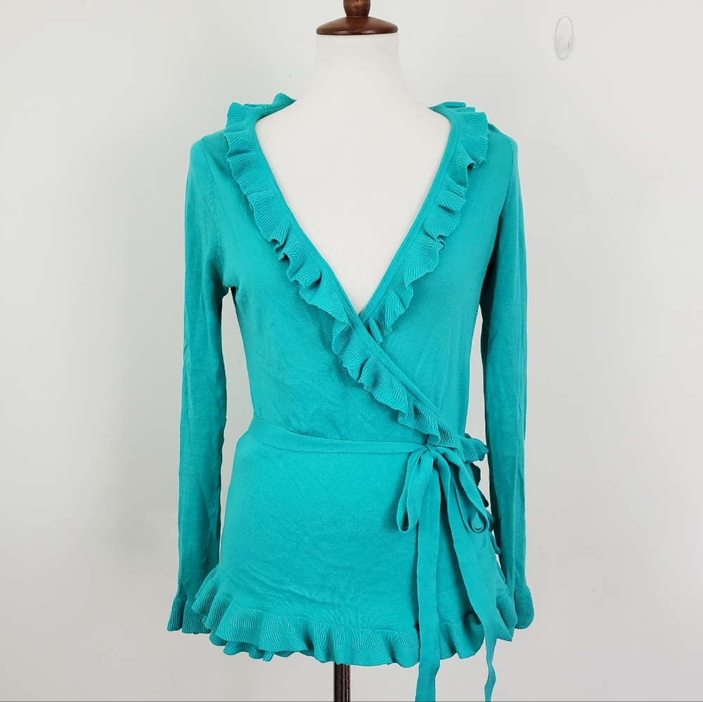 Moda International Ruffle Wrap Knit Top